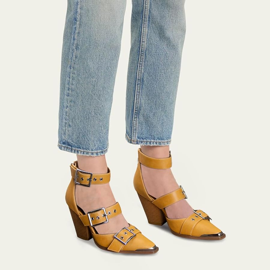 Amazon.com | Migpuel Western Sandals for Women Chunky Wedge